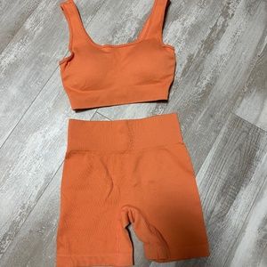 Orange shein workout set